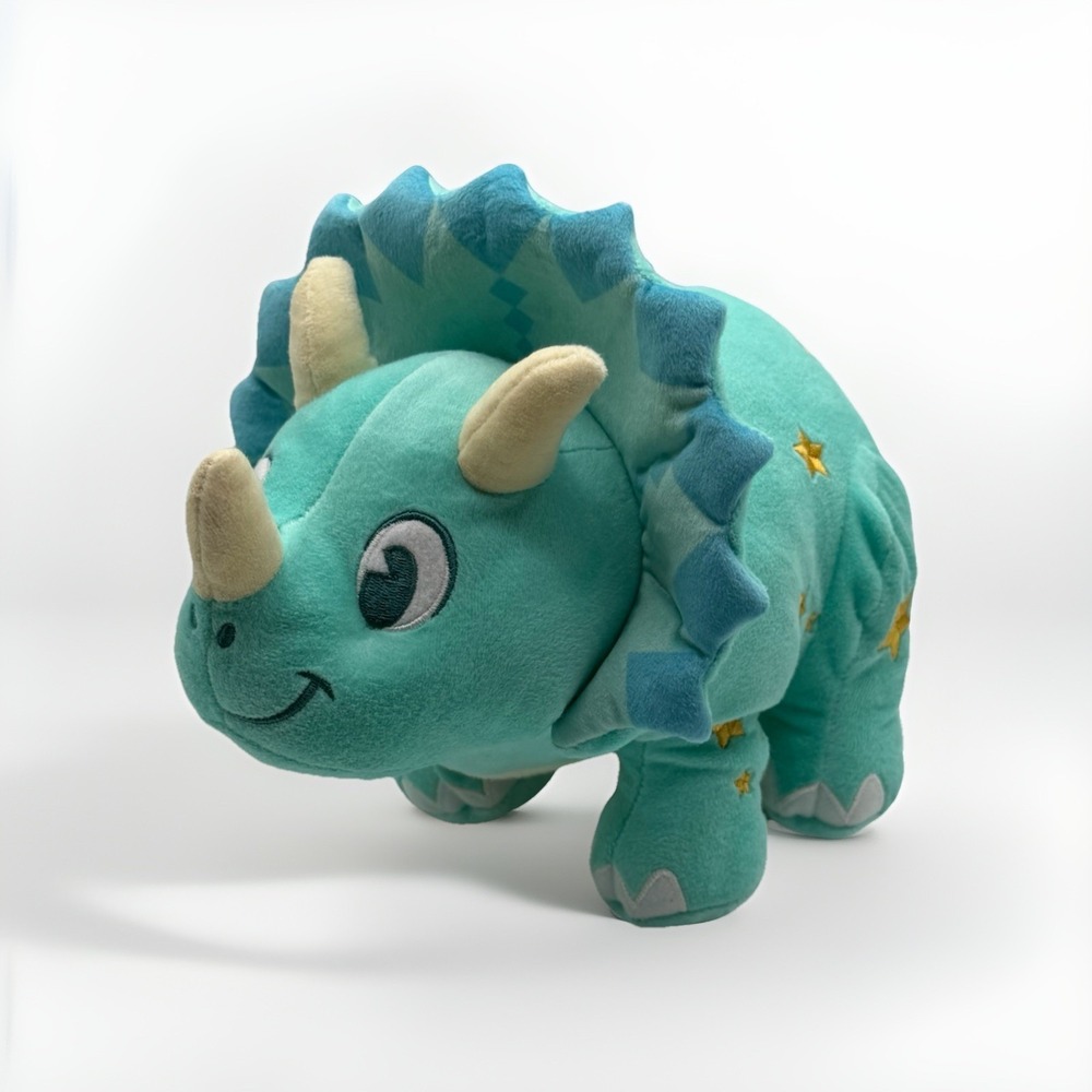 Disney Animal Kingdom Triceratops Plush Teal Stars 13in Long 7in Tall Big‎